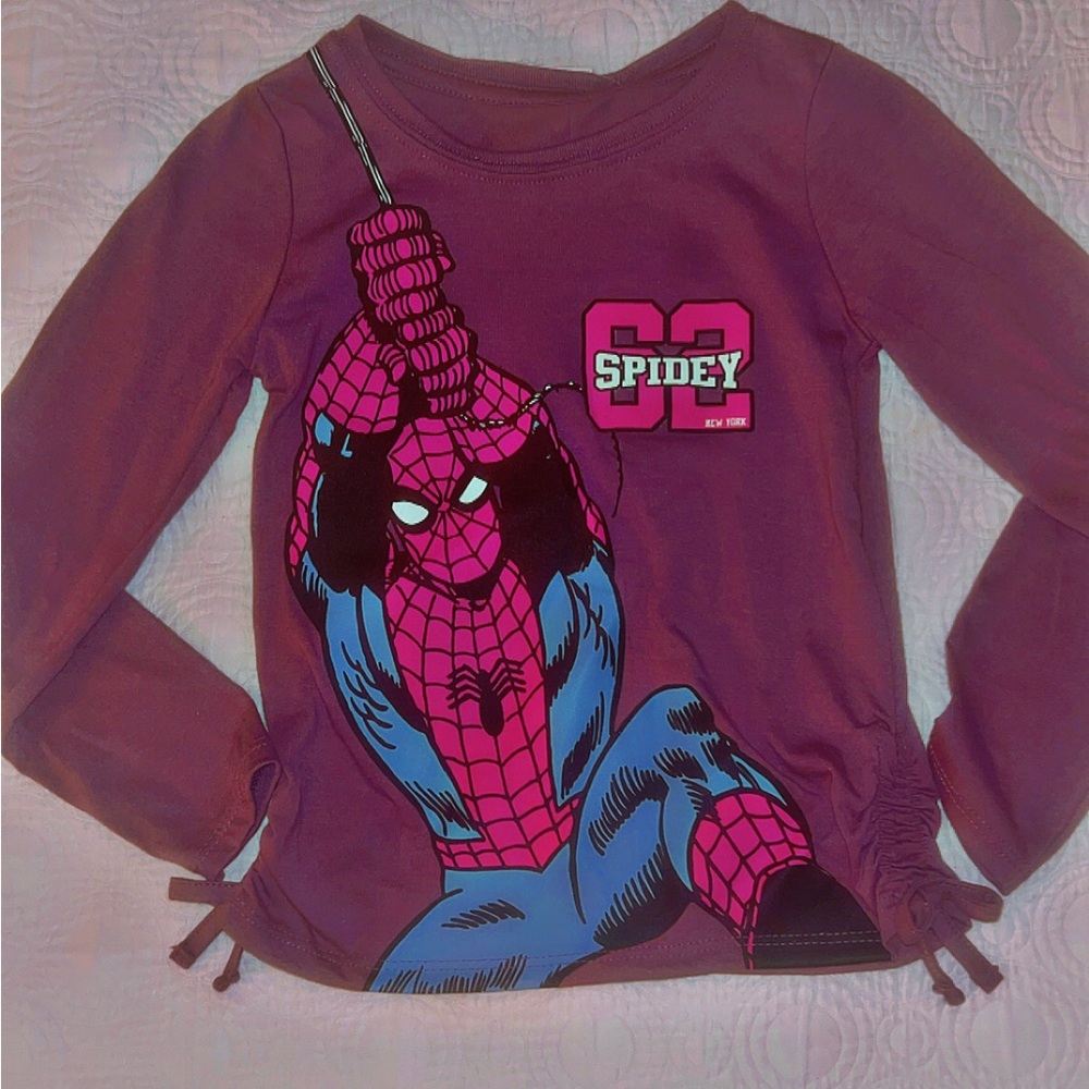 Marvel Spidey Long Sleeve Kids Tee - Purple and Blue